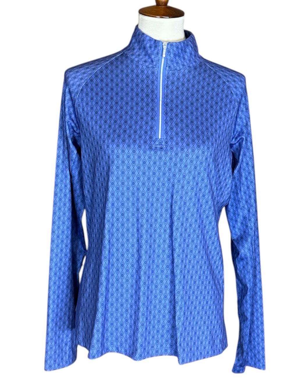 Lady Hagen 1/4 zip pullover Periwinkle with black geometric print Size Medium